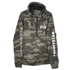 Meta Threads Fedmyster Nylon Camo Windbreaker Jacket Quarter Zip Size Large